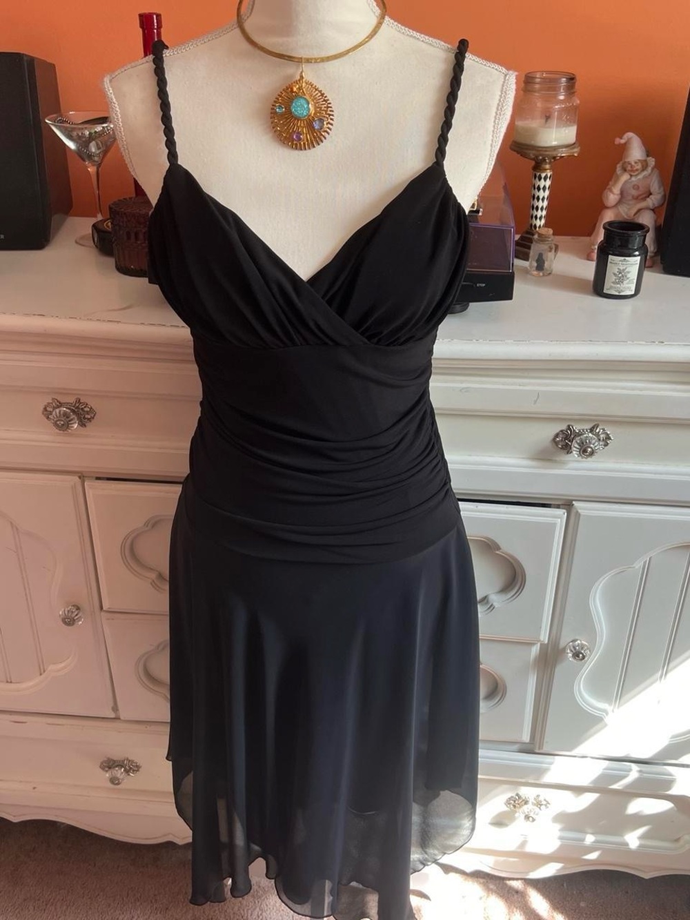Bisou Bisou Black Midi Dress with Braided Straps